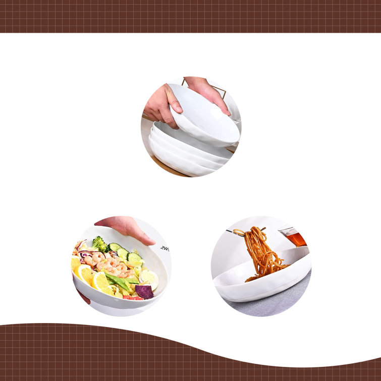 Eternal Night Porcelain Large Serving Bowls, 45 Oz Low Soup Bowl For